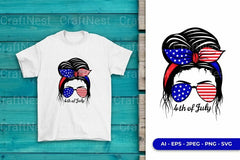 4th of July Messy Bun Patriotic SVG Bundle - CraftNest - Digital Crafting and Art