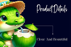 Summer Animals Eating Green Coconut Clipart Bundle - CraftNest - Digital Crafting and Art