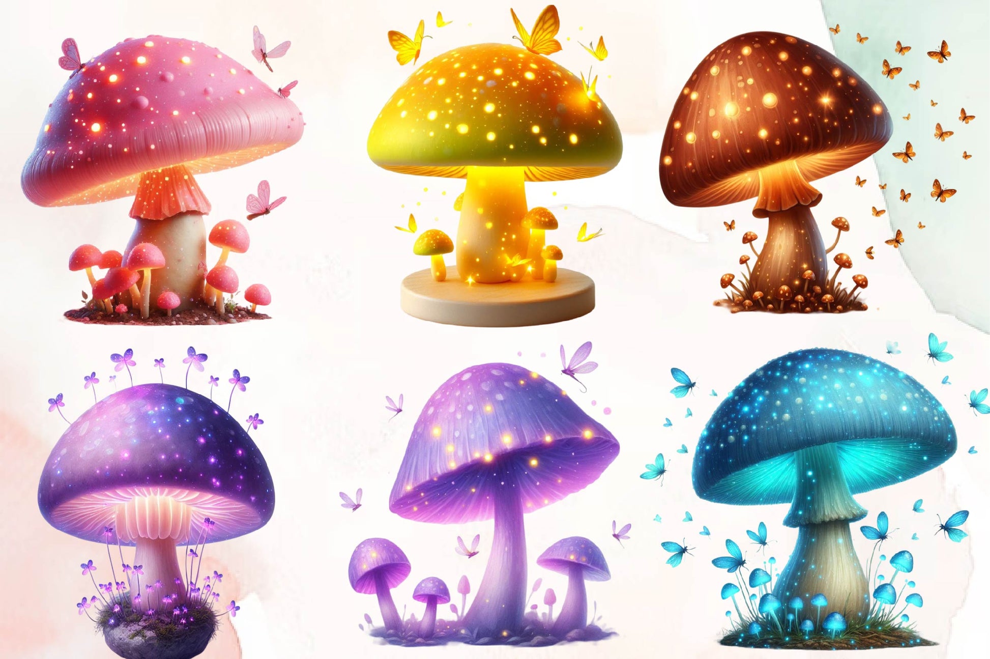 Magic Bright Mushrooms Clipart Bundle - CraftNest - Digital Crafting and Art