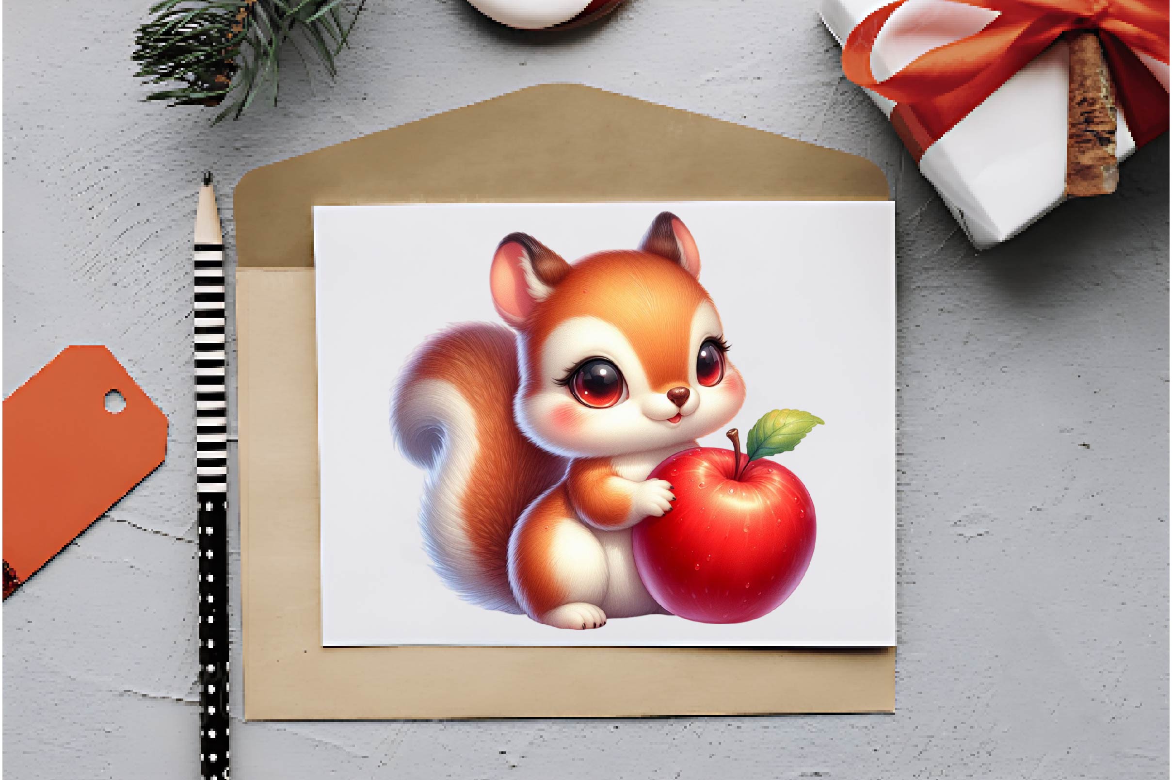 Cute Squirrel With Fruits Clipart Bundle - CraftNest - Digital Crafting and Art