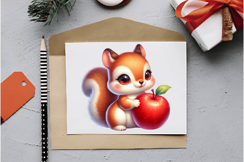 Cute Squirrel With Fruits Clipart Bundle - CraftNest - Digital Crafting and Art