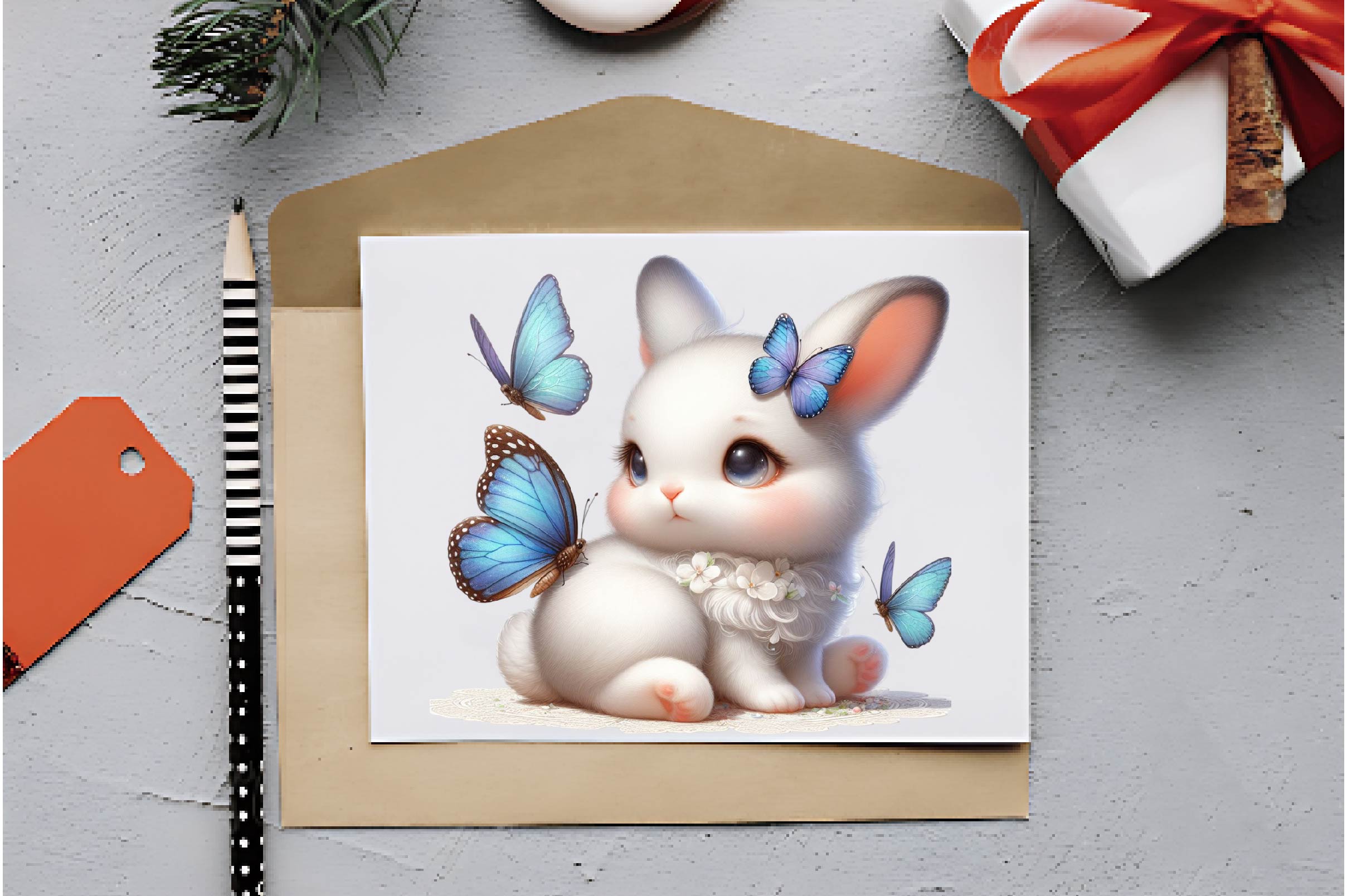 Bunny And Butterfly Clipart Bundle - CraftNest - Digital Crafting and Art
