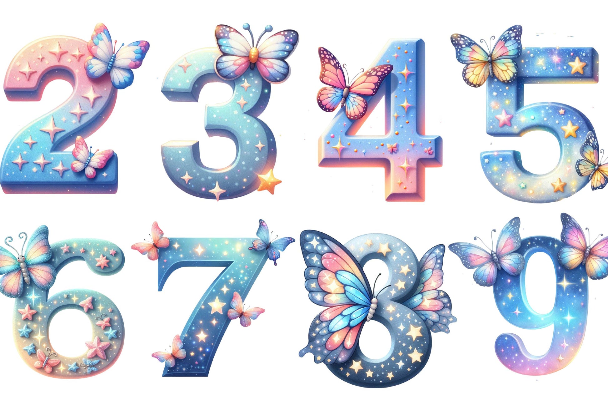Sparkling Stars Butterflies Alphabet Clipart Bundle - CraftNest - Digital Crafting and Art