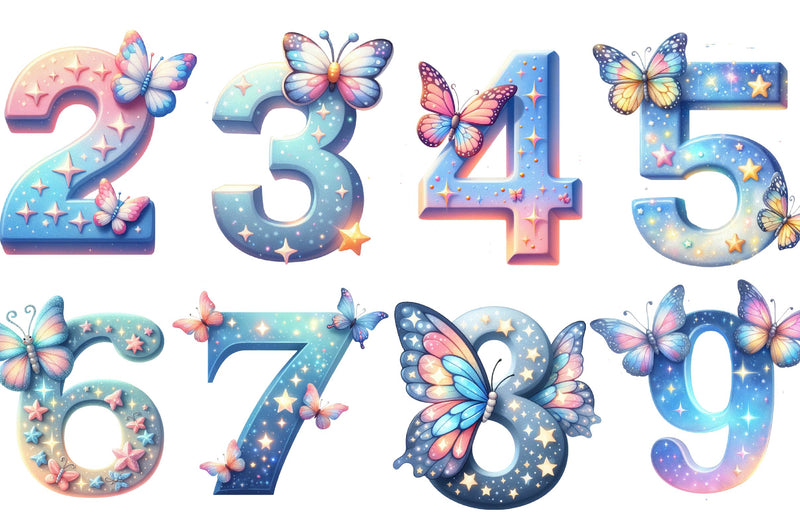Sparkling Stars Butterflies Alphabet Clipart Bundle - CraftNest - Digital Crafting and Art