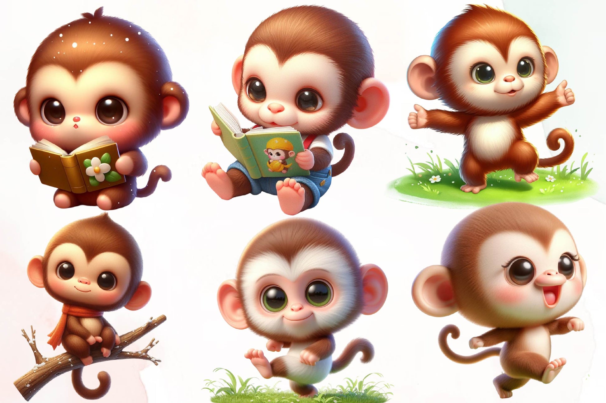 Funny Monkey Clipart Bundle 1 - CraftNest - Digital Crafting and Art