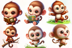 Funny Monkey Clipart Bundle 1 - CraftNest - Digital Crafting and Art