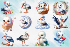 Baby Stork Clipart Bundle - CraftNest - Digital Crafting and Art