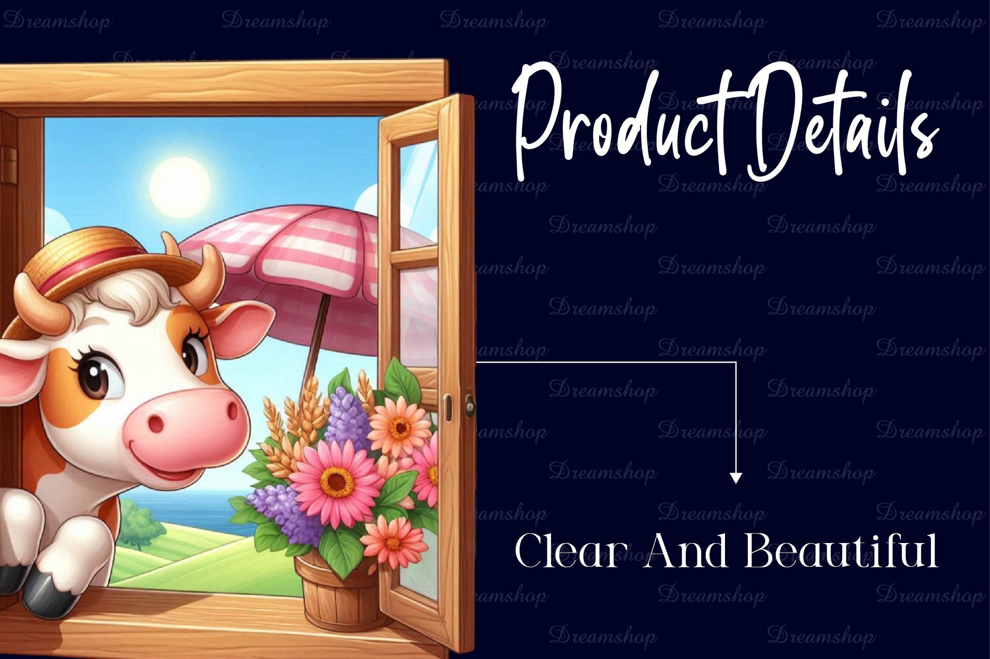 Cute Cows Peeking Wooden Window Clipart Bundle - CraftNest - Digital Crafting and Art