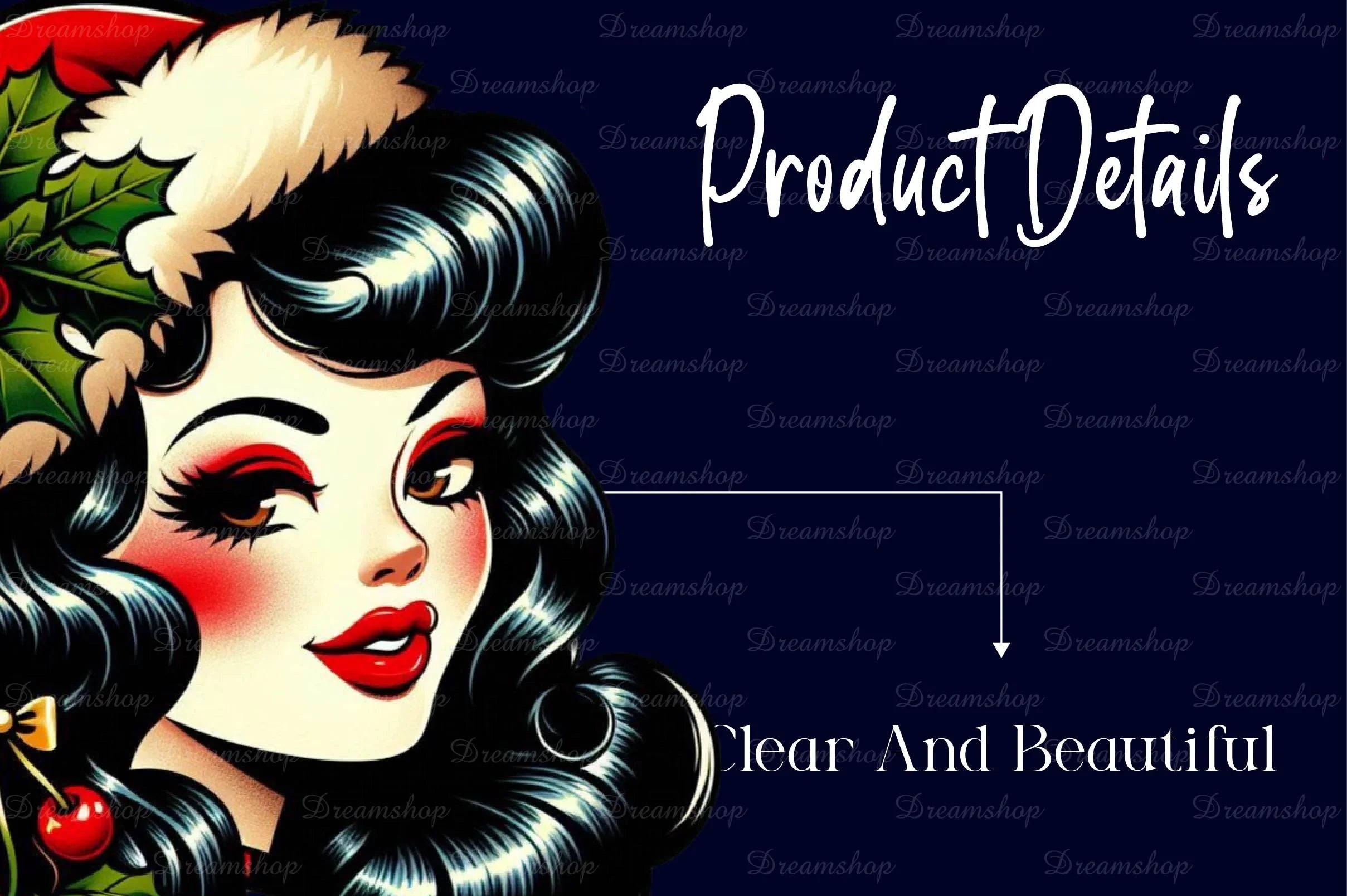 Vintage Christmas Pinup Girl Clipart Bundle - CraftNest - Digital Crafting and Art