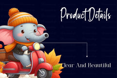Cute Autumn Elephant Clipart Bundle - CraftNest - Digital Crafting and Art
