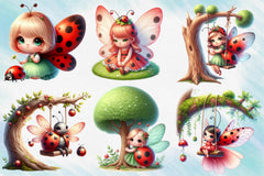 Ladybug Fairy Clipart Bundle 1 - CraftNest - Digital Crafting and Art