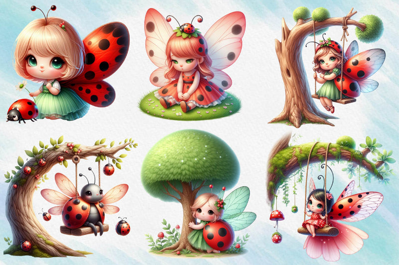 Ladybug Fairy Clipart Bundle 1 - CraftNest - Digital Crafting and Art