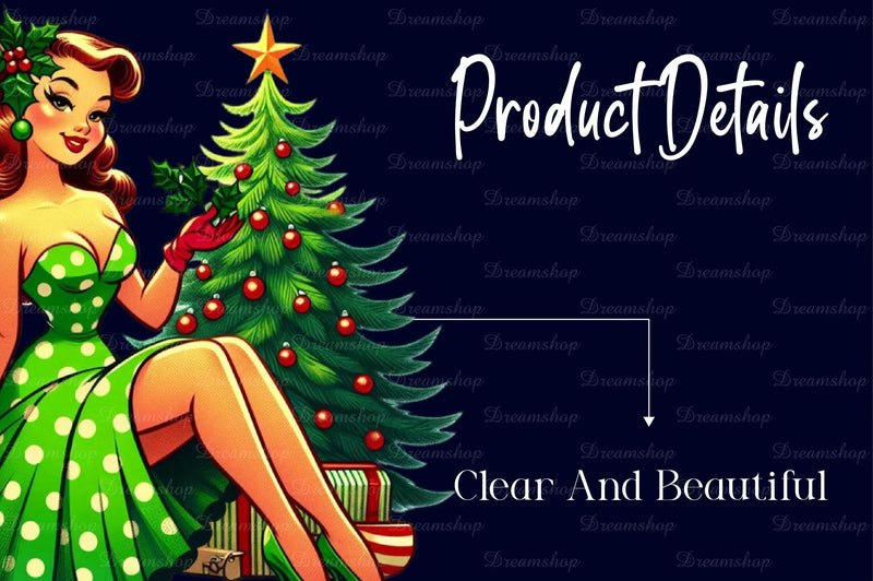 Vintage Christmas Pinup Girl Clipart Bundle 1 - CraftNest - Digital Crafting and Art