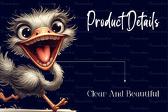 Cute And Funny Ostrich Clipart Bundle - CraftNest - Digital Crafting and Art