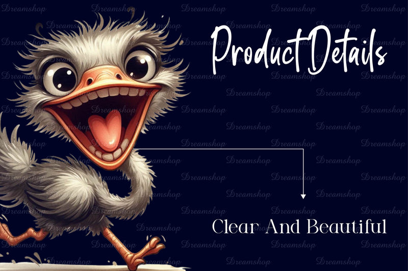 Cute And Funny Ostrich Clipart Bundle - CraftNest - Digital Crafting and Art