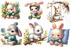 Cute Spring Bunny Clipart Bundle - CraftNest - Digital Crafting and Art
