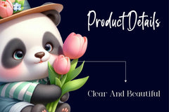 Spring Panda With Flowers Clipart Bundle - CraftNest - Digital Crafting and Art