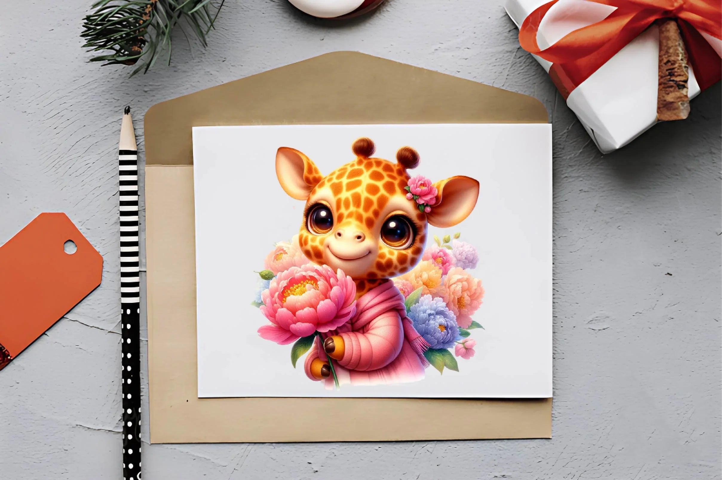 Giraffe Spring Flowers Clipart Bundle 1 - CraftNest - Digital Crafting and Art