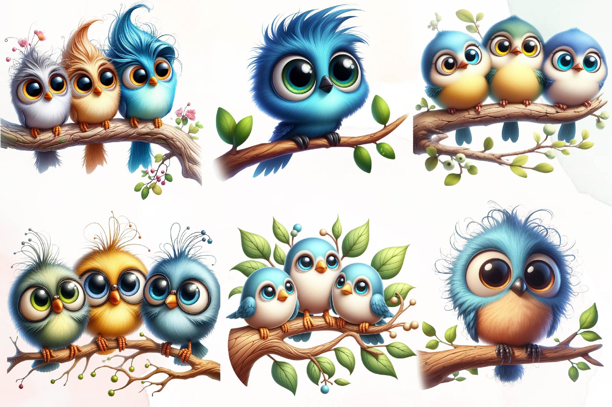Funny Birds On Branch Clipart Bundle - CraftNest - Digital Crafting and Art