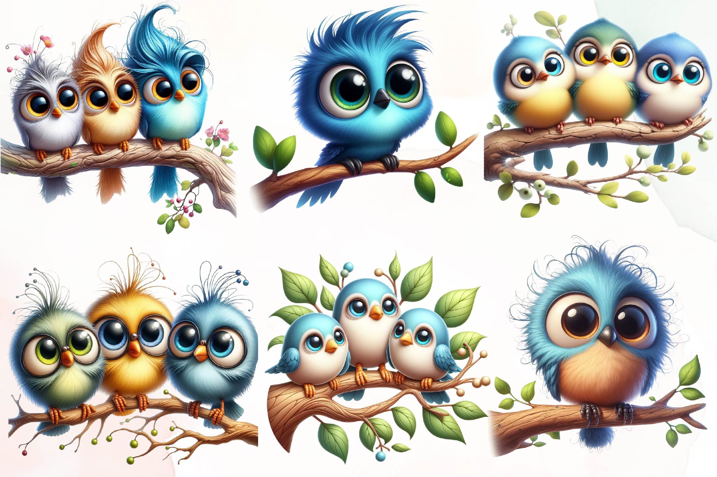 Funny Birds On Branch Clipart Bundle - CraftNest - Digital Crafting and Art