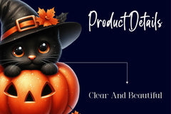 Halloween Black Cat Pumpkin Clipart Bundle - CraftNest - Digital Crafting and Art