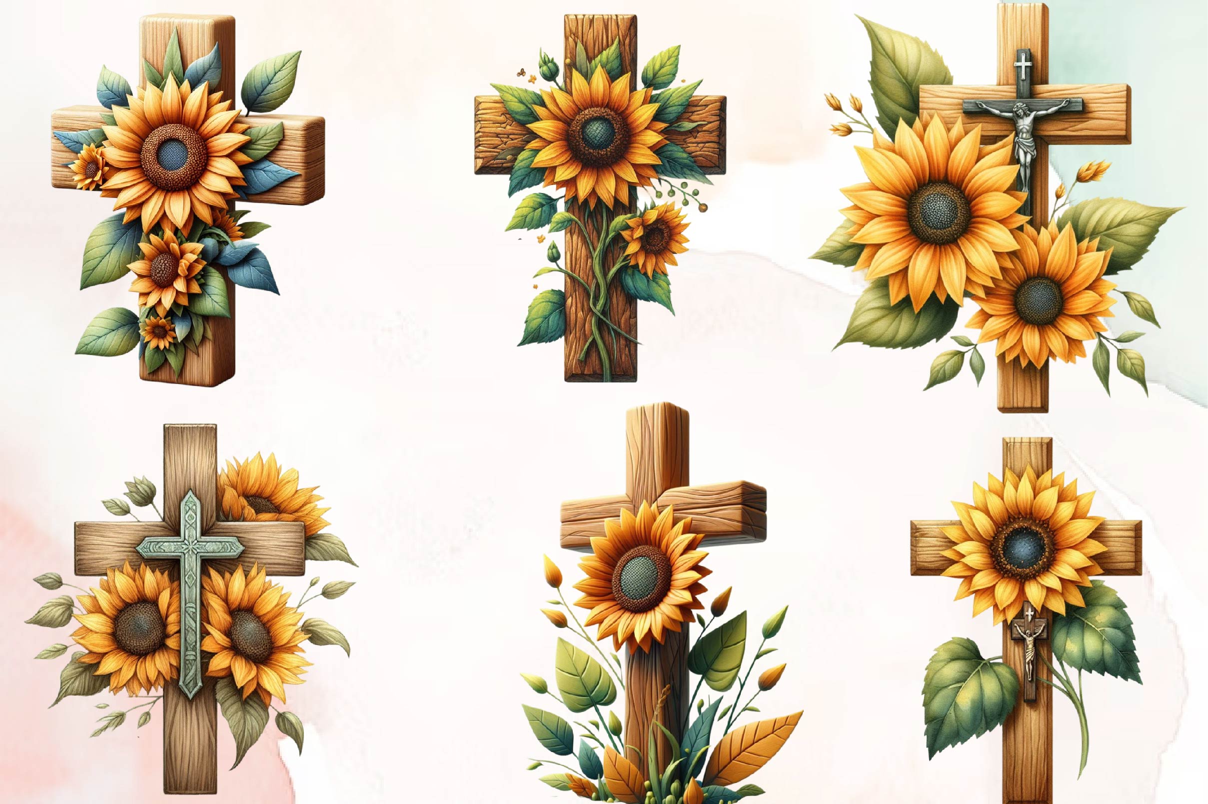 Sunflower Cross Clipart Bundle - CraftNest - Digital Crafting and Art