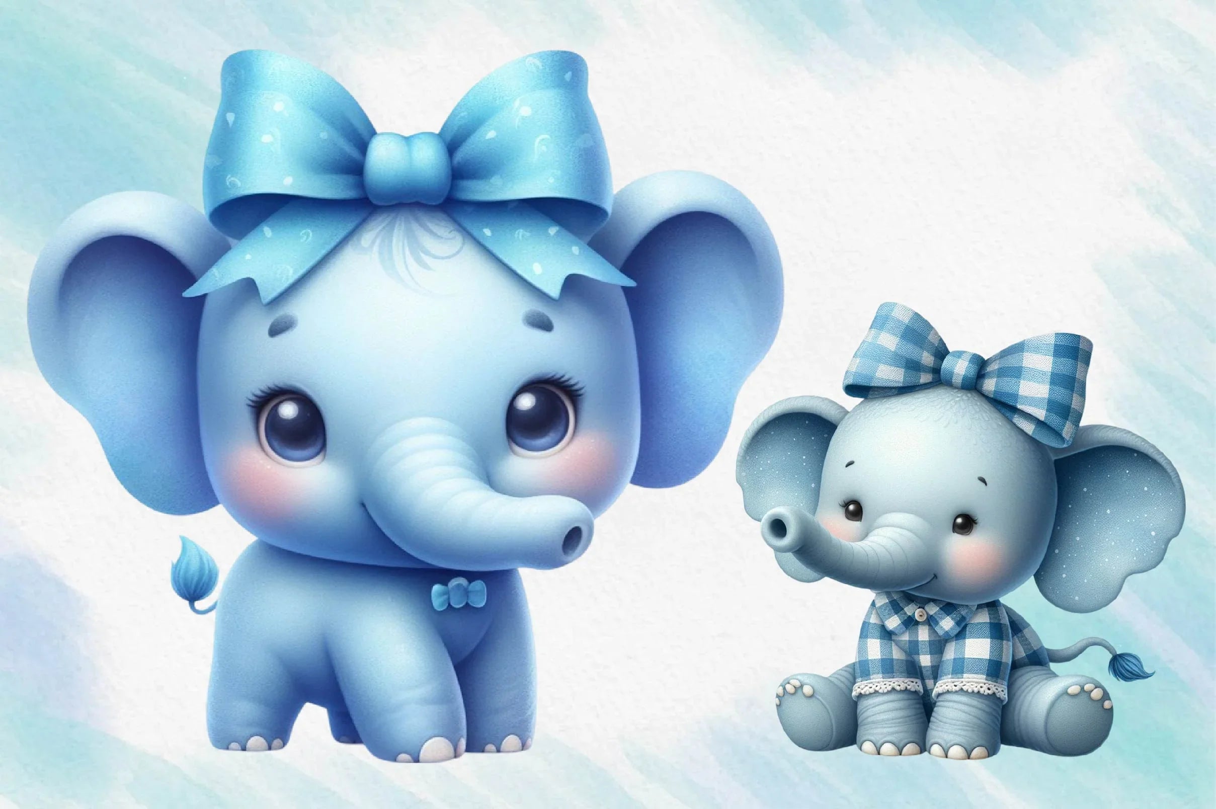 Blue Baby Elephant Bundle Clipart Bundle - CraftNest - Digital Crafting and Art