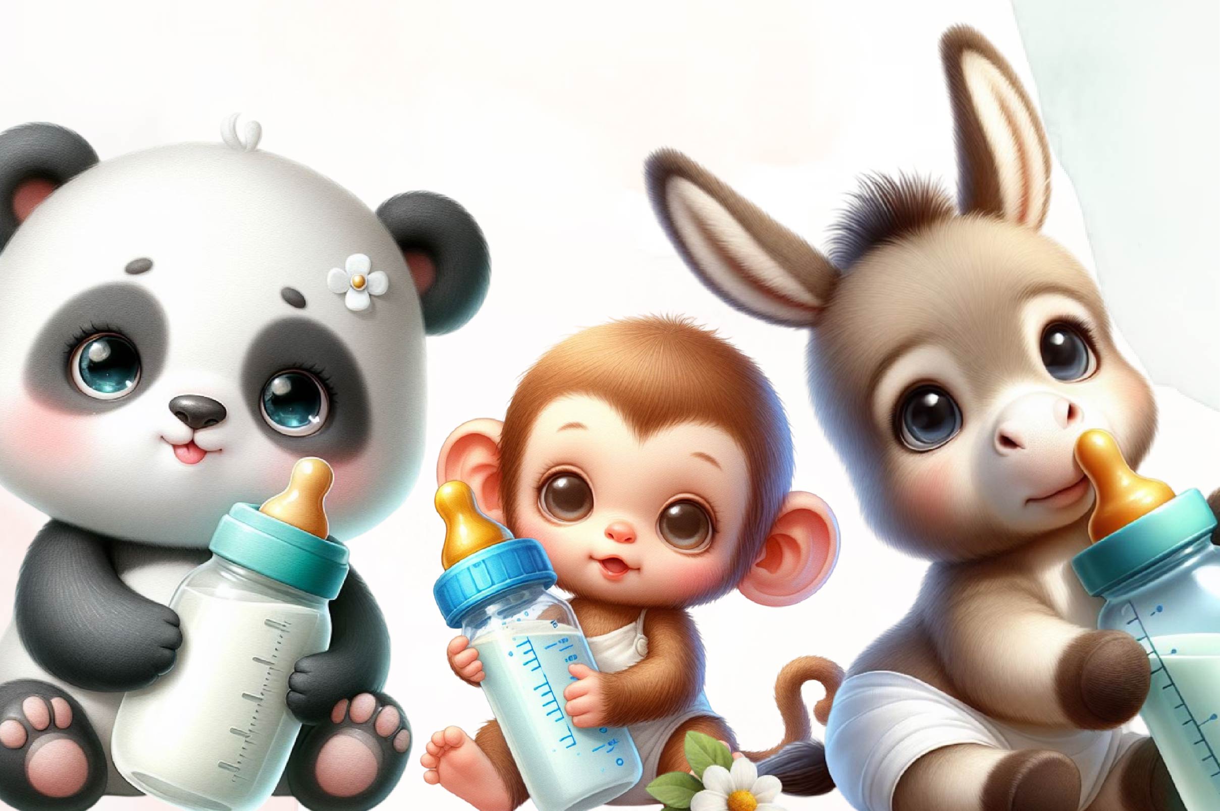 Baby Animals With Milk Bottle Clipart Bundle - CraftNest - Digital Crafting and Art