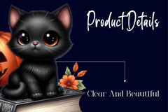 Halloween Black Cat On Books Clipart Bundle - CraftNest - Digital Crafting and Art
