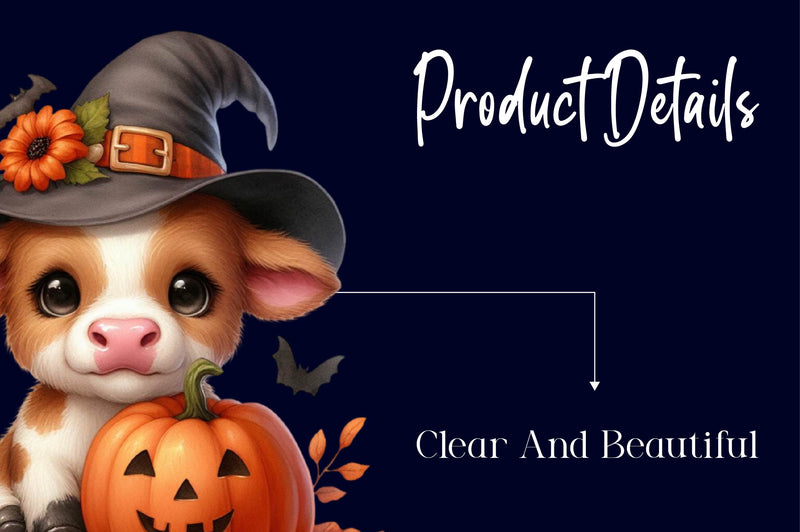 Cute Baby Cow For Halloween Clipart Bundle - CraftNest - Digital Crafting and Art