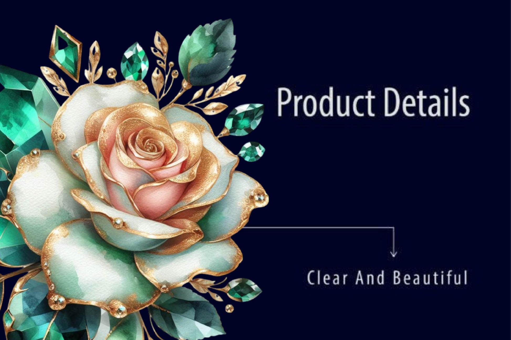 Emerald And Gold Glam Rose Clip Art Clipart Bundle - CraftNest - Digital Crafting and Art