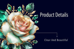 Emerald And Gold Glam Rose Clip Art Clipart Bundle - CraftNest - Digital Crafting and Art