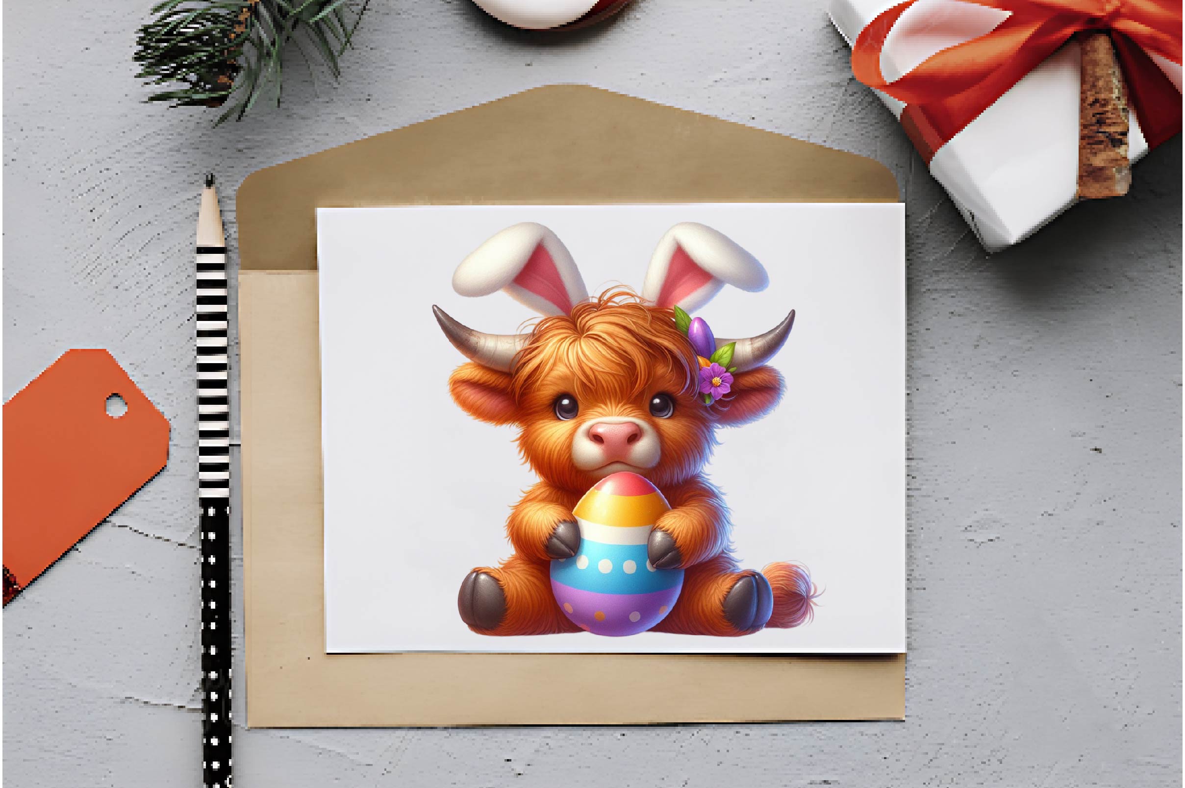 Highland Cow Easter Day Clipart Bundle - CraftNest - Digital Crafting and Art