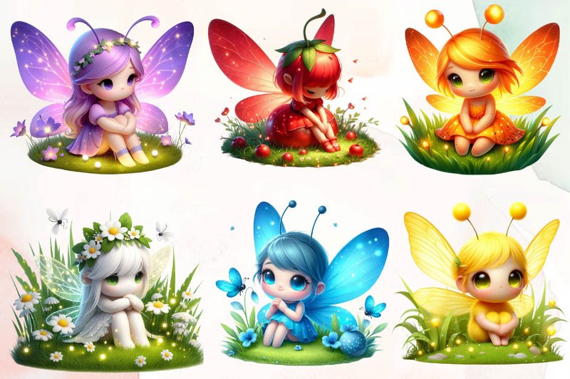 Cute Fireflies Fairy Clipart Bundle - CraftNest - Digital Crafting and Art