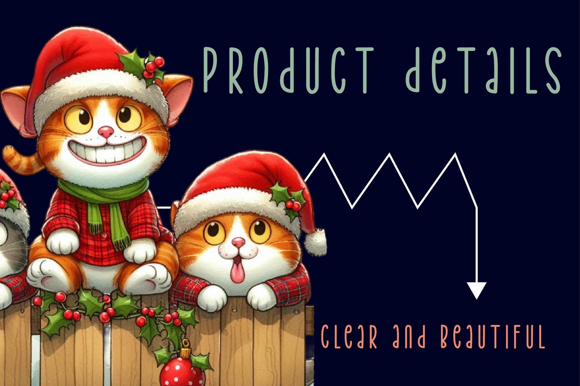 Christmas Cat On Fence Clipart Bundle - CraftNest - Digital Crafting and Art