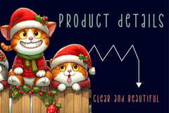 Christmas Cat On Fence Clipart Bundle - CraftNest - Digital Crafting and Art