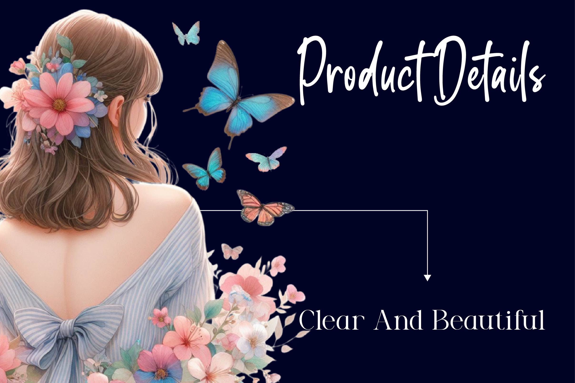 Woman Back Butterflies & Flowers Clipart Bundle - CraftNest - Digital Crafting and Art
