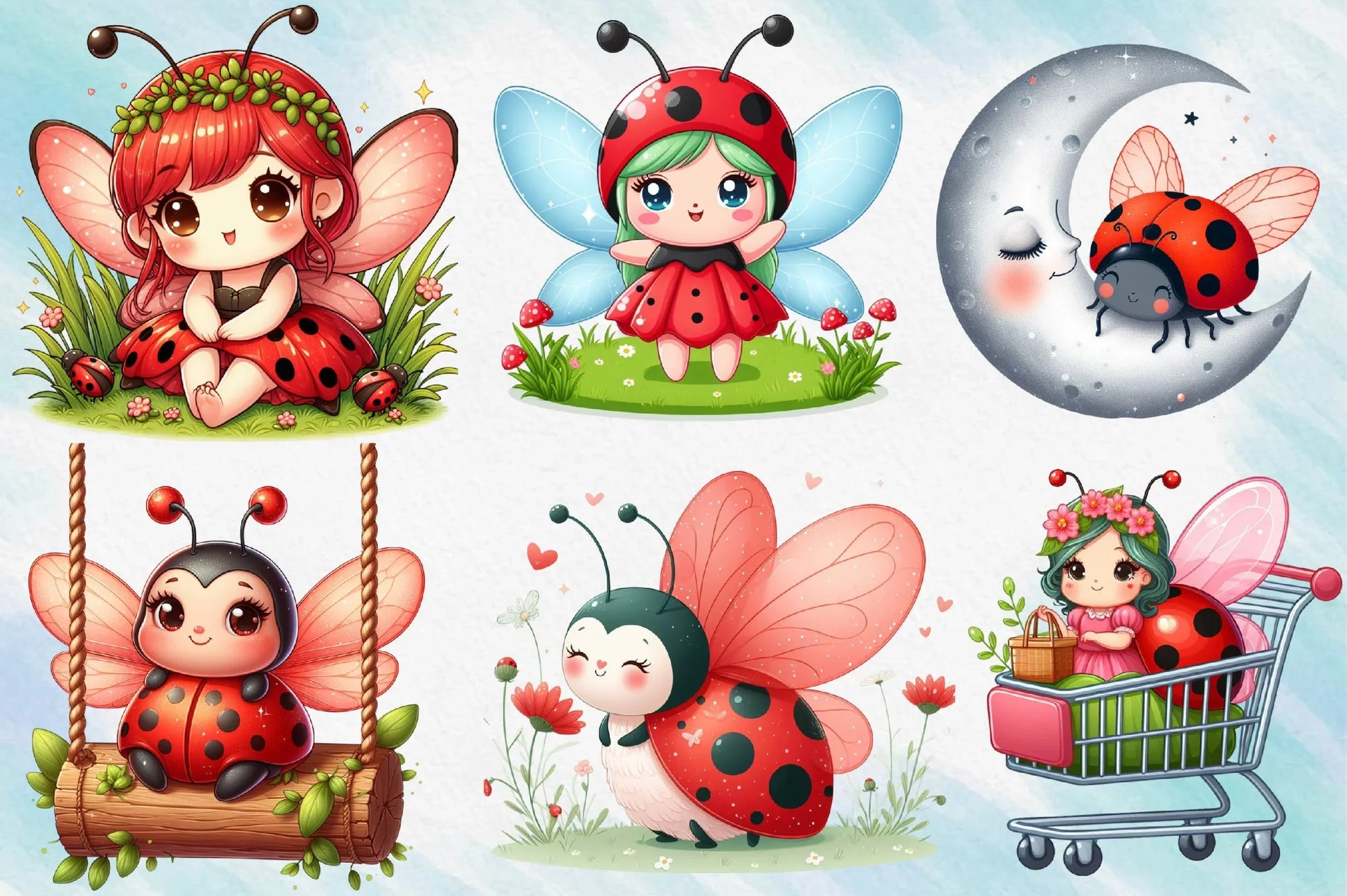 Ladybug Fairy Clipart Bundle - CraftNest - Digital Crafting and Art