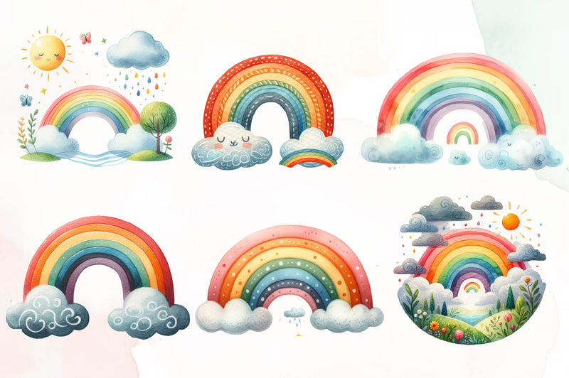 Set Of Rainbow Clipart Bundle - CraftNest - Digital Crafting and Art