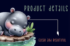 Sleeping Baby Hippo Clipart Bundle - CraftNest - Digital Crafting and Art