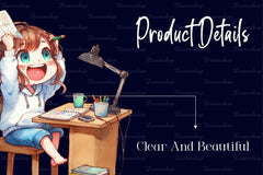 Girl Studying Clipart Bundle - CraftNest - Digital Crafting and Art