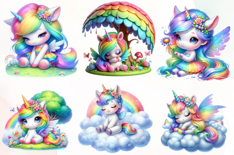 Cute Fairy Unicorn Clipart Bundle 1 - CraftNest - Digital Crafting and Art