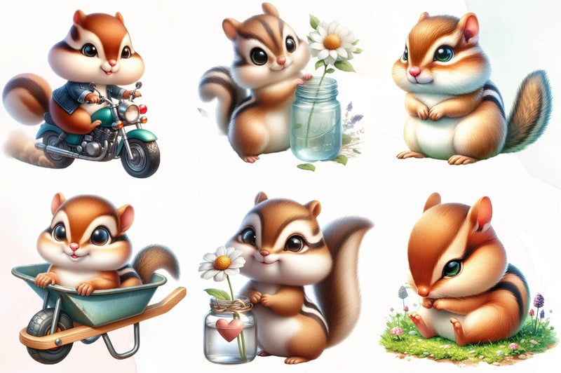 Spring Chipmunks Clipart Bundle - CraftNest - Digital Crafting and Art