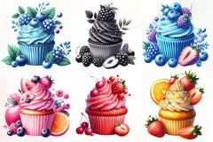 Cupcake Fruits Cupcakes Clipart Bundle - CraftNest - Digital Crafting and Art