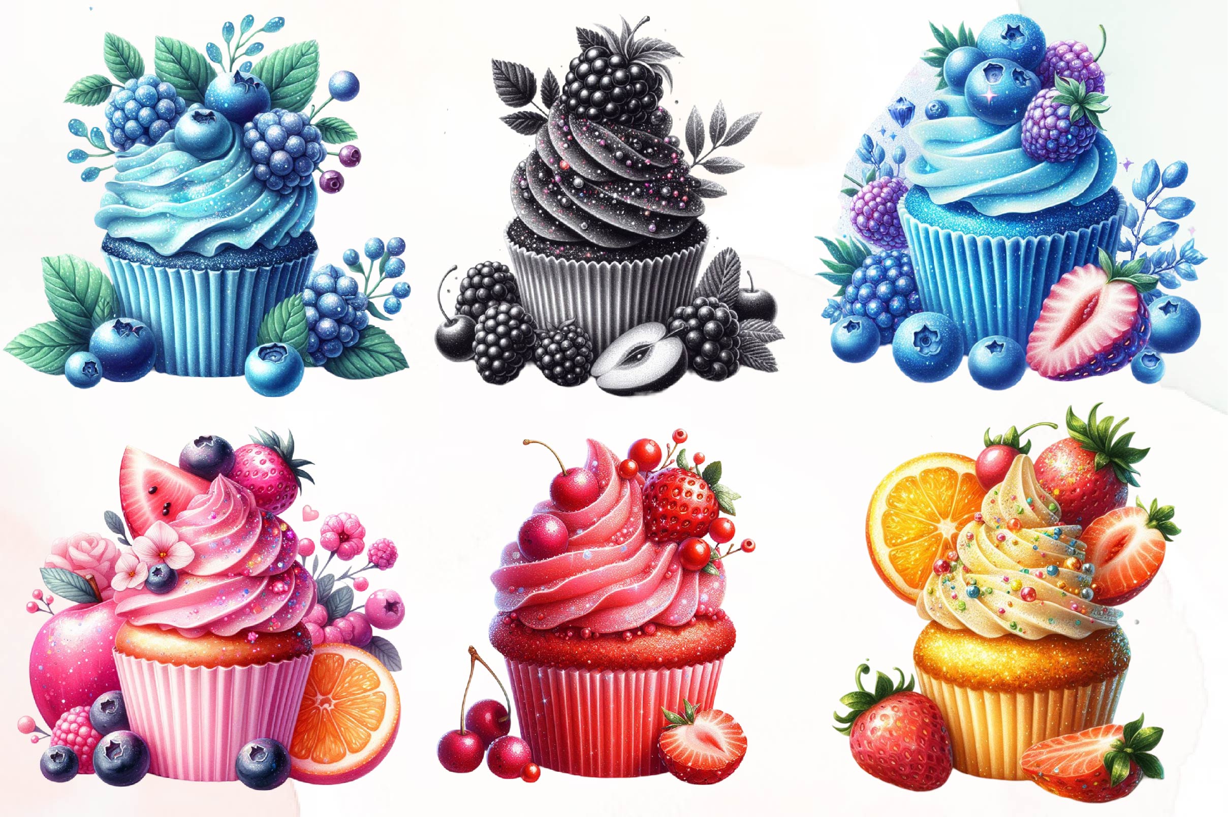 Cupcake Fruits Cupcakes Clipart Bundle - CraftNest - Digital Crafting and Art