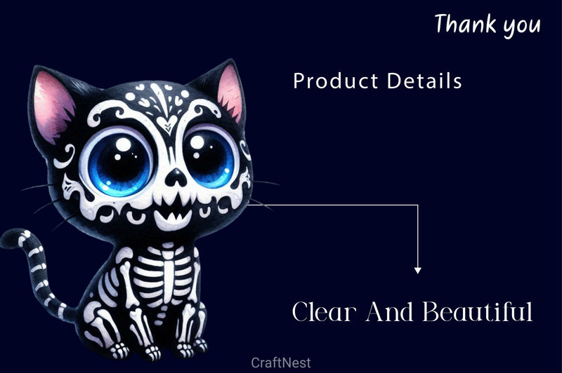 Skeleton Black Cat Clipart Bundle 2 - CraftNest - Digital Crafting and Art
