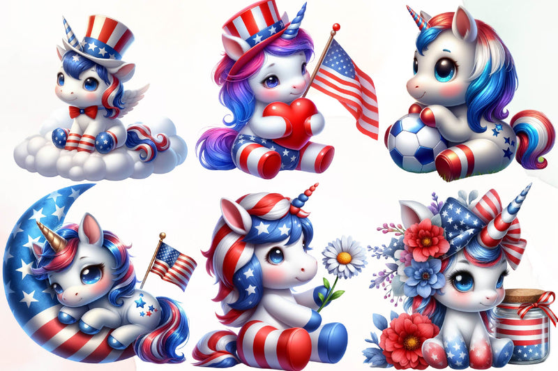 Patriotic Cute Unicorn Clipart Bundle - CraftNest - Digital Crafting and Art