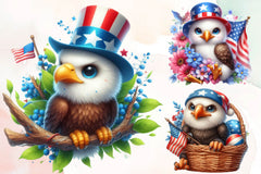 Cute Baby Bald Eagle 4th Of July Clipart Bundle - CraftNest - Digital Crafting and Art