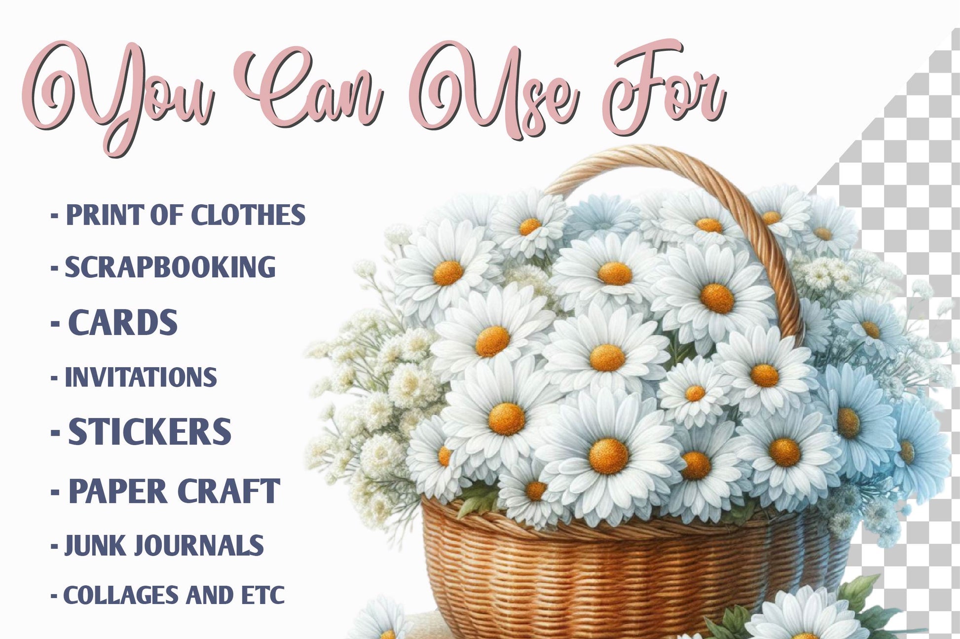 Spring Daisy Basket Clipart Bundle - CraftNest - Digital Crafting and Art