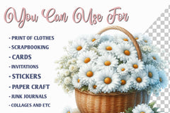 Spring Daisy Basket Clipart Bundle - CraftNest - Digital Crafting and Art